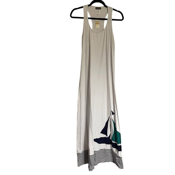 Tommy Bahama Wmn S Nautical Sailboat Maxi Racerback Cover Up Long Tank Dress NWT - Picture 2 of 9
